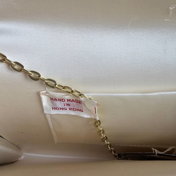 La Regale Clutch Chain Handbag Vintage White Cream Sequin - Picture 9 of 9